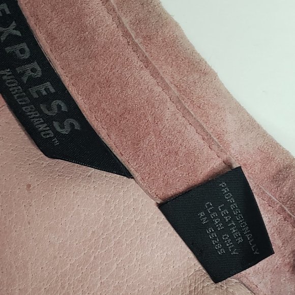 EXPRESS Pink 100% Genuine Leather Suede Shirt Jacket Shacket Size 11/12 M Vtg - Picture 9 of 12